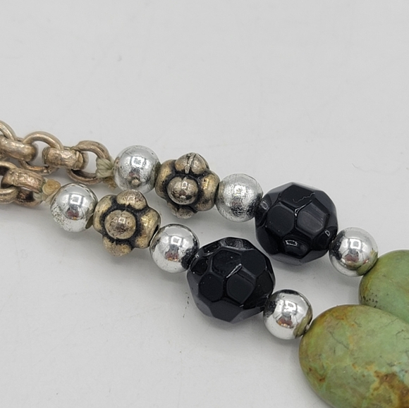 Chunky Beaded Necklace Copal Amber Turquoise Jasper Coral Mixed Metals Vintage - Picture 9 of 15